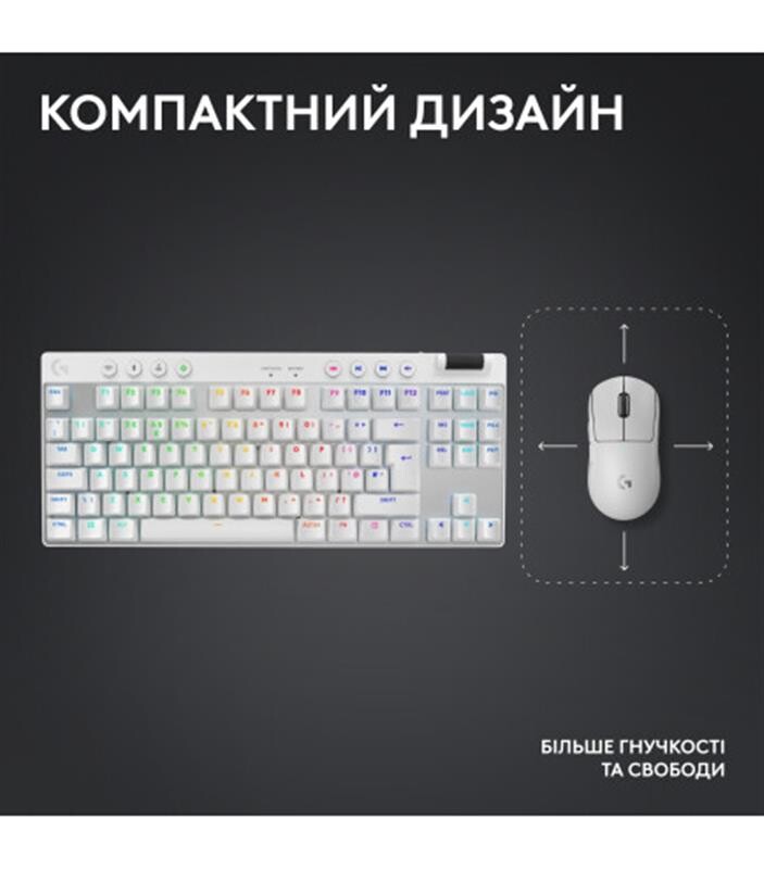 Клавиатура беспроводная Logitech G PRO X TKL Lightspeed White Tactile (920-012148)