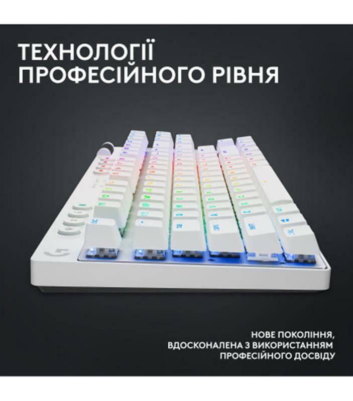 Клавiатура бездротова Logitech G PRO X TKL Lightspeed White Tactile (920-012148)