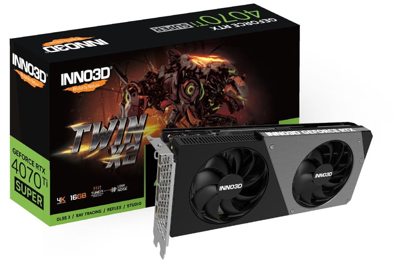 Видеокарта GF RTX 4070 Ti Super 16GB GDDR6X Twin X2 Inno3D (N407TS2-166X-186156N)