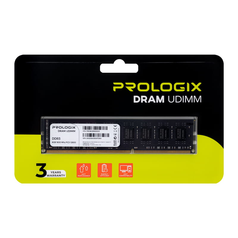 Модуль пам`ятi DDR3 8GB/1600 Prologix (PRO8GB1600D3)
