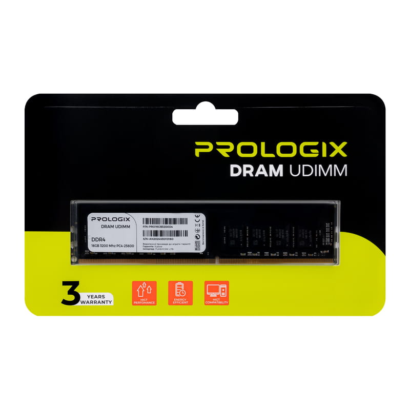 Модуль пам`ятi DDR4 16GB/3200 Prologix (PRO16GB3200D4)