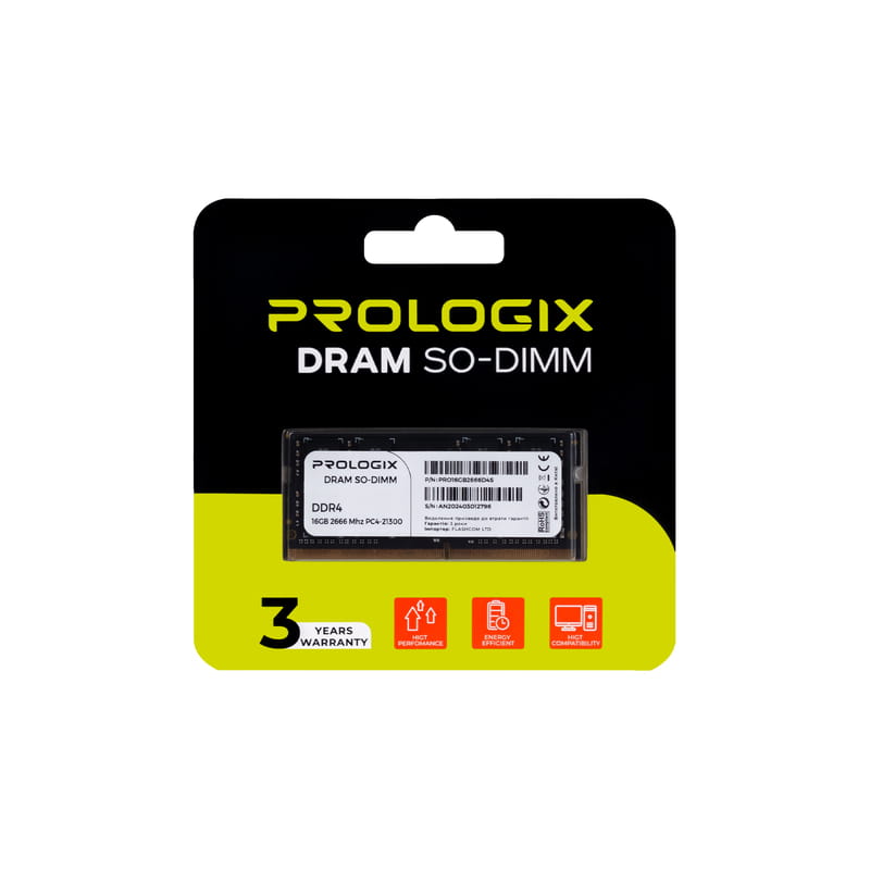 Модуль памяти SO-DIMM 16GB/2666 DDR4 Prologix (PRO16GB2666D4S)