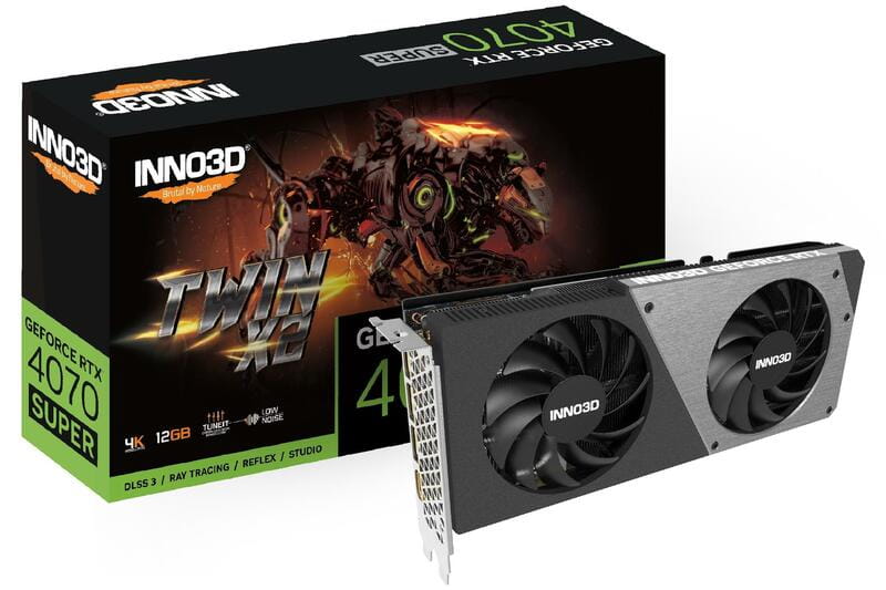 Відеокарта GF RTX 4070 Super 12GB GDDR6X Twin X2 Inno3D (N407S2-126X-186162N)