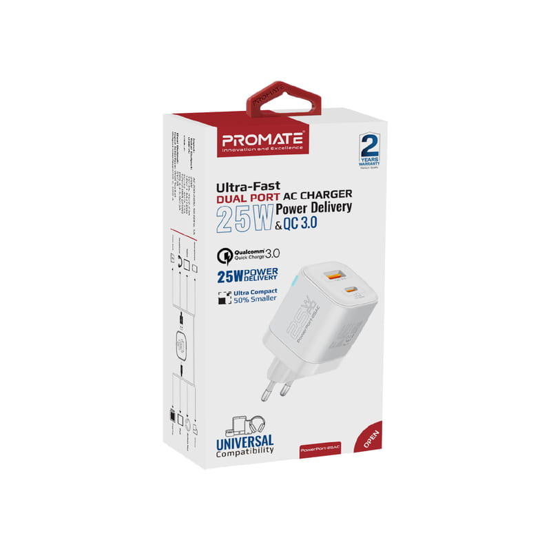 Зарядное устройство Promate PowerPort-25AC White