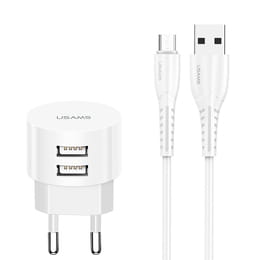 Сетевое зарядное устройство Usams T20 (2USB, 2.1А) White (XTXLOGT18TC05) + кабель Type-C