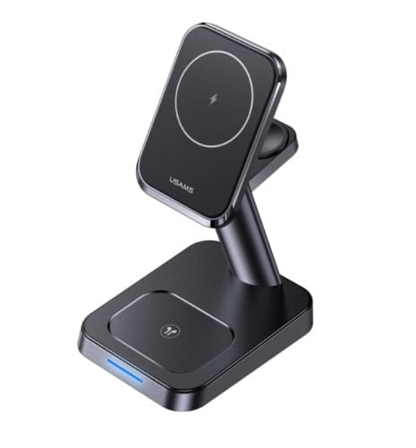 Беспроводное зарядное устройство Usams US-CC150 3in1 Magnetic Wireless Charging Stand 20W Black (CC150WXC01)