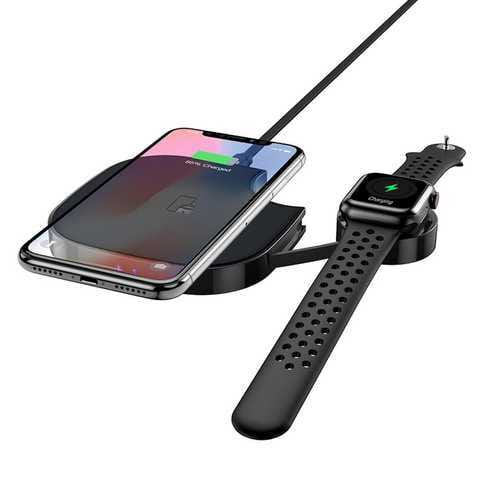 Бездротовий зарядний пристрій Usams US-CD89 2in1 Wireless Charger 10W Black (CD89JN01)