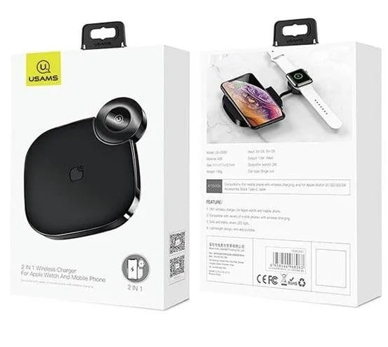 Беспроводное зарядное устройство Usams US-CD89 2in1 Wireless Charger 10W Black (CD89JN01)