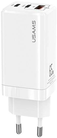 Сетевое зарядное устройство Usams US-CC110 (1USB, 2USB Type-C) 65W PD + QC3.0 White (MTXLOGTL02) + кабель USB-C - Lightning