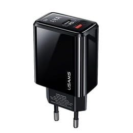 Сетевое зарядное устройство Usams US-CC133 (1USB, 1USB Type-C) 20W PD + QC3.0 Black (CC133TC01)