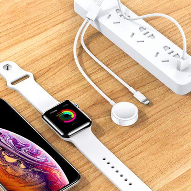 Бездротовий зарядний пристрій Usams US-CC076 2in1 USB Charging Cable for iPhone & Apple Watch White (CC076WH01)