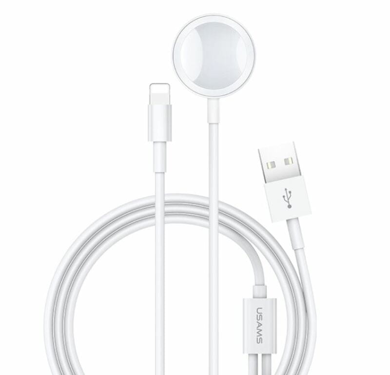 Беспроводное зарядное устройство Usams US-CC076 2in1 USB Charging Cable for iPhone & Apple Watch White (CC076WH01)