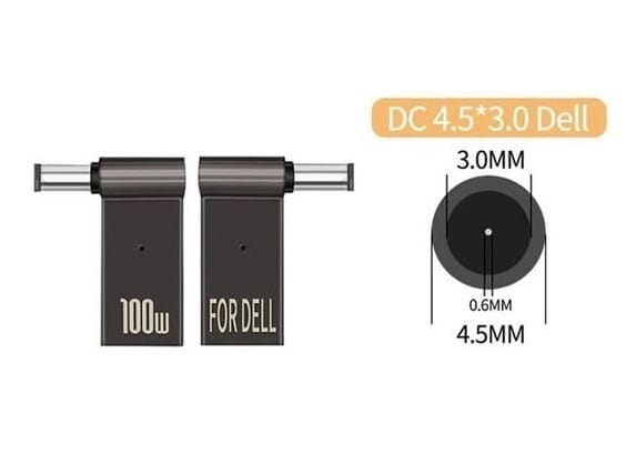 Адаптер для зарядки ноутбука Dell від павербанка PD 100W USB Type-C - 4.5x3.0mm (2000985601221)