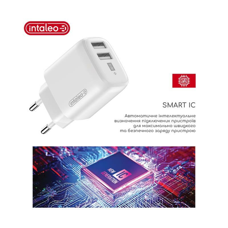 Сетевое зарядное устройство Intaleo TCG242 (2USB, 2.4A) White (1283126578281)