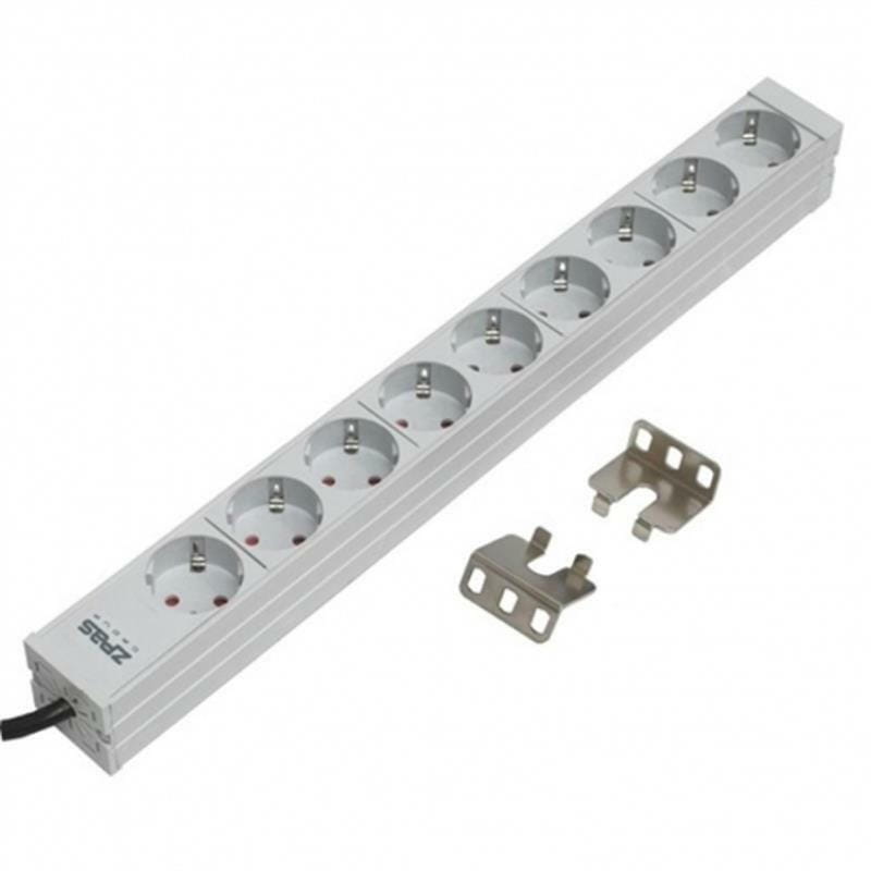 Блок розеток Zpas 19" 1U 9хSchuko, без выключателя, вилка С14 (W-LZ30-09-SU-000-K)