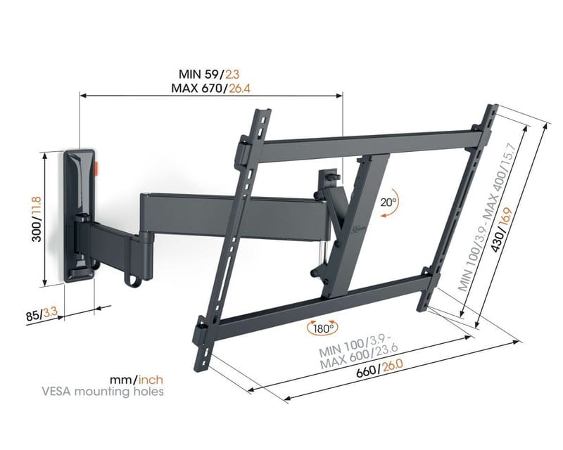 Кронштейн Vogels TVM 3643 Black (VESA600х400)