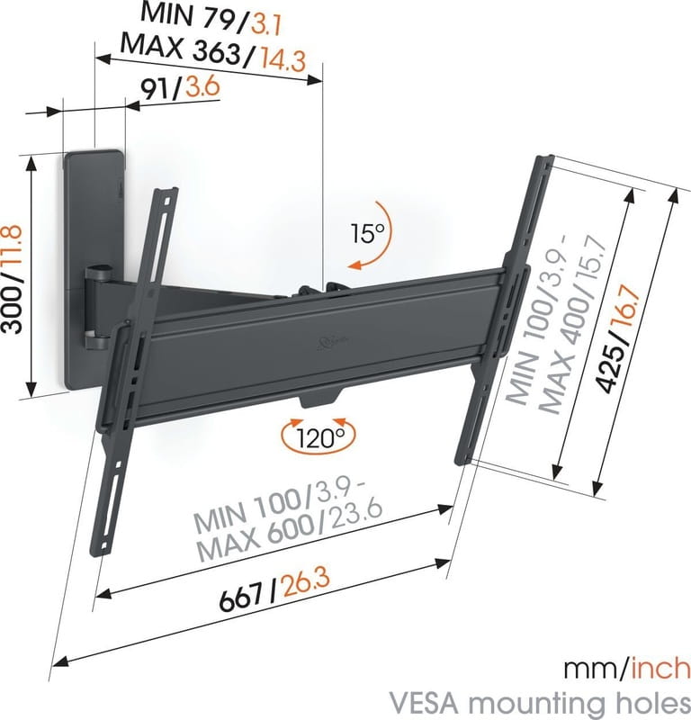 Кронштейн Vogels TVM 1623 Black (VESA600х400)