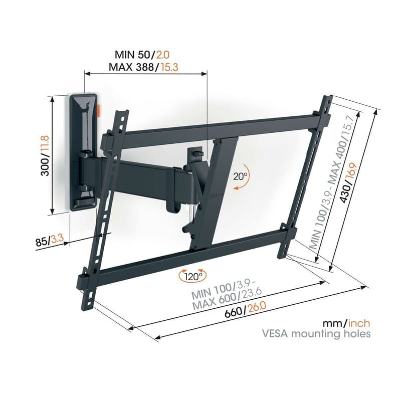 Кронштейн Vogels TVM 3623 Black (VESA600х400)