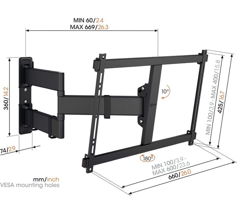 Кронштейн Vogels TVM 3843 XL Black (VESA600х400)