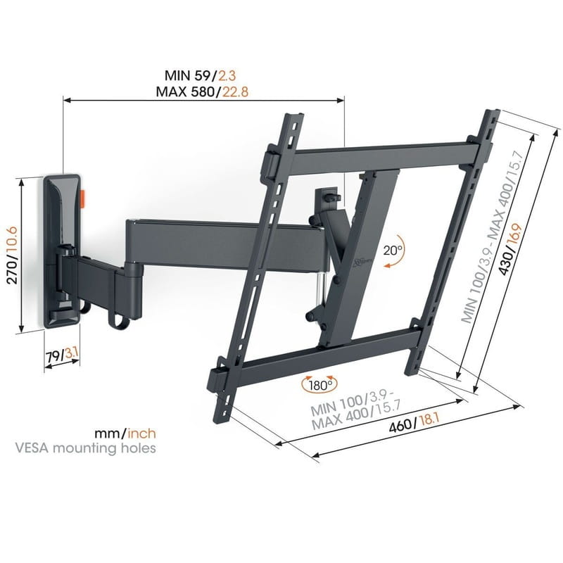 Кронштейн Vogels TVM 3443 Black (VESA400х400)