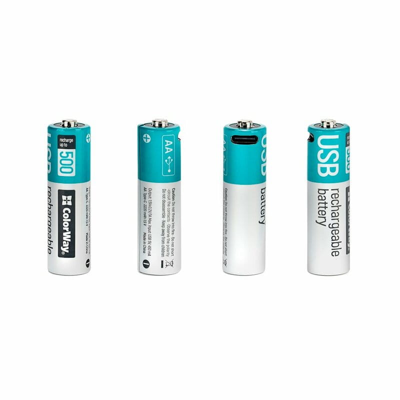 Аккумулятор USB-C ColorWay (CW-UBAA-10) AA/HR06 Li-Pol 2220 mAh BL 2шт