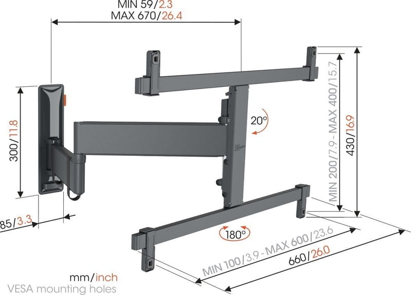 Кронштейн Vogels TVM 3663 Black (VESA600х400)
