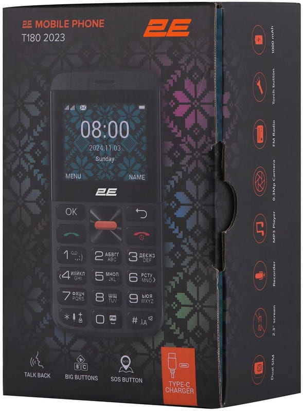 Мобiльний телефон 2E T180 Max Dual Sim Black (688130251051)