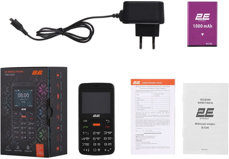 Мобiльний телефон 2E T180 Max Dual Sim Black (688130251051)