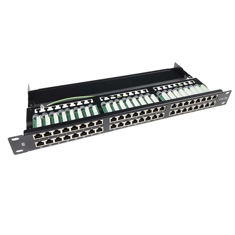 Патч-панель EServer 19" 1U 48 портов, STP, кат.5е (WT-2409-cat 5e) с организатором кабеля сзади