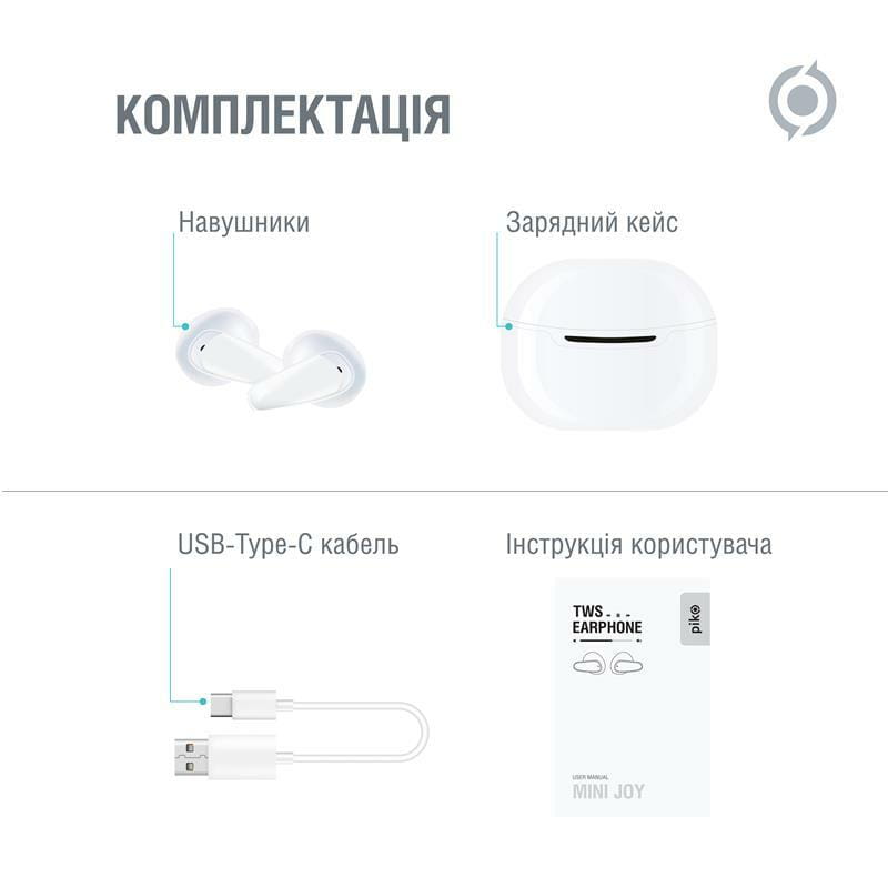 Bluetooth-гарнитура Piko TWS-MiniJoy White (1283126583421)