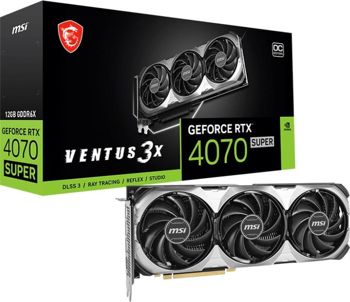 Видеокарта GF RTX 4070 Super 12GB GDDR6X Ventus 3X OC MSI (GeForce RTX 4070 SUPER 12G VENTUS 3X OC)