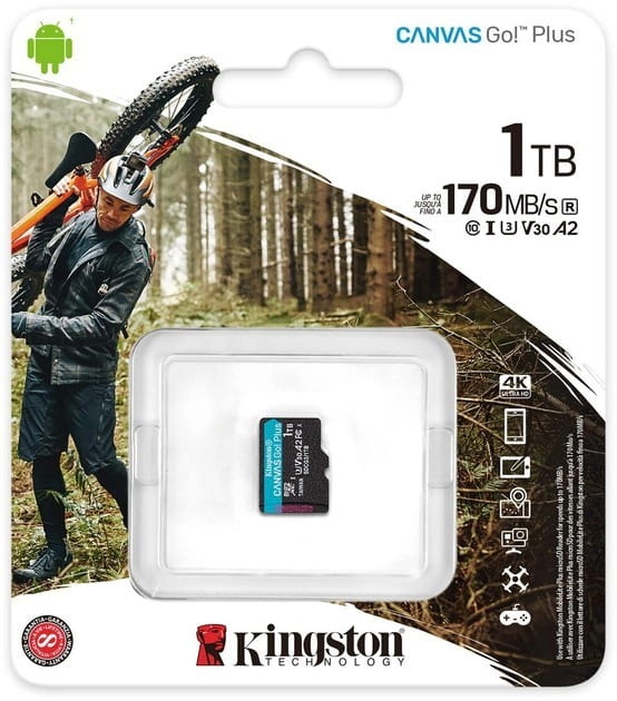 Карта памяти MicroSDXC 1TB UHS-I/U3 Class 10 Kingston Canvas Go! Plus R170/W90MB/s (SDCG3/1TBSP)