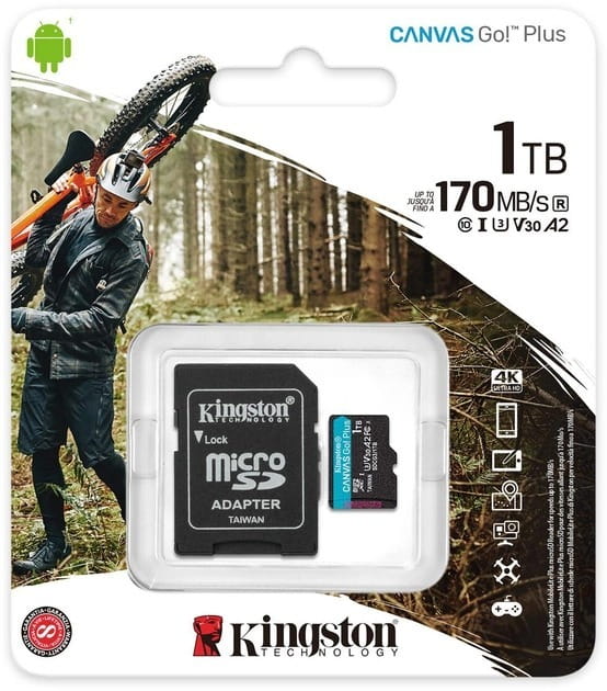 Карта памяти MicroSDXC 1TB UHS-I/U3 Class 10 Kingston Canvas Go! Plus R170/W90MB/s + SD-адаптер (SDCG3/1TB)