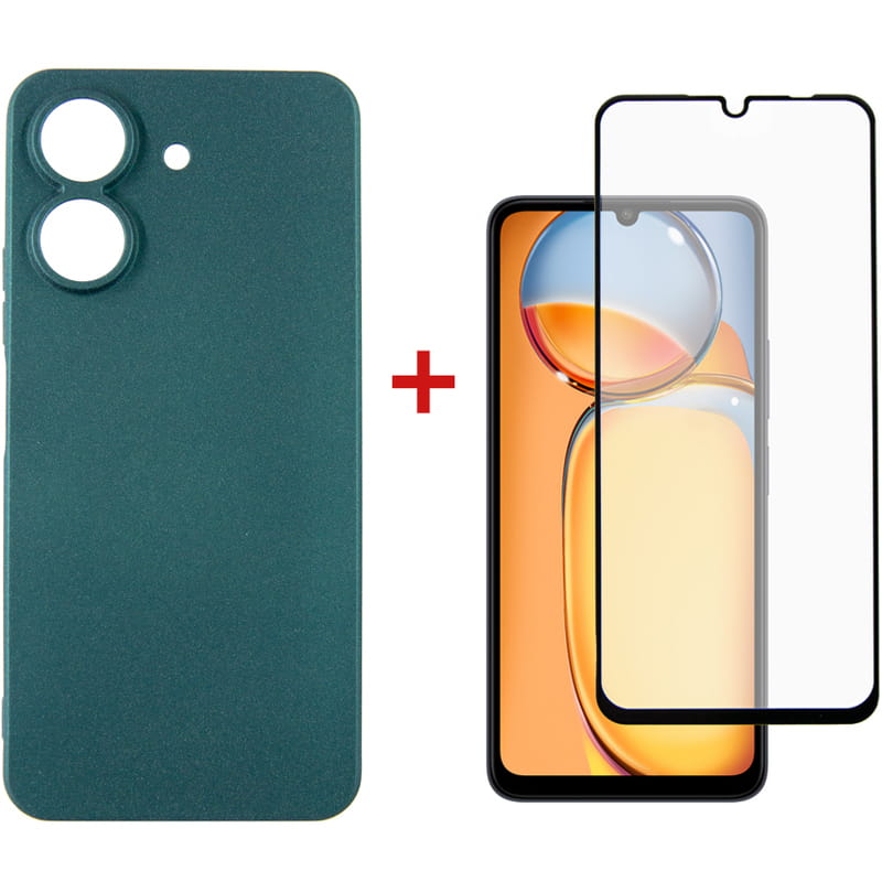 Чeхол-накладка Dengos для Xiaomi Redmi 13C Green (DG-KM-54) + защитное стекло