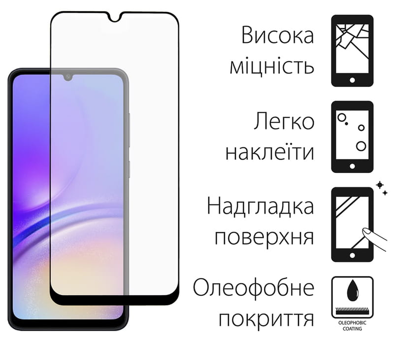 Защитное стекло Dengos для Samsung Galaxy A05s SM-A057 Black Full Glue (TGFG-331)