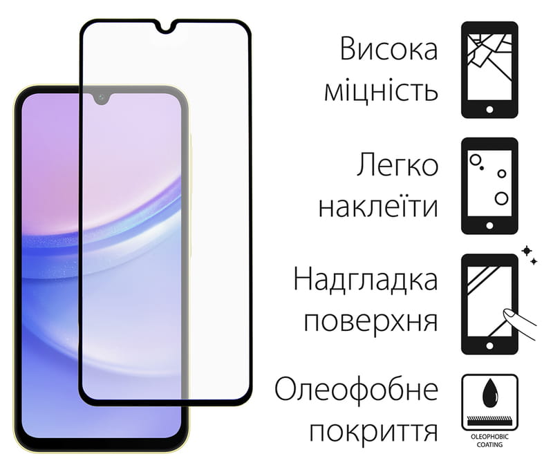 Защитное стекло Dengos для Samsung Galaxy A15 4G SM-A155 Black Full Glue (TGFG-335)