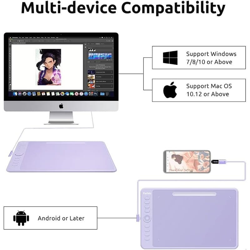 Графический планшет Parblo Intangbo M Purple