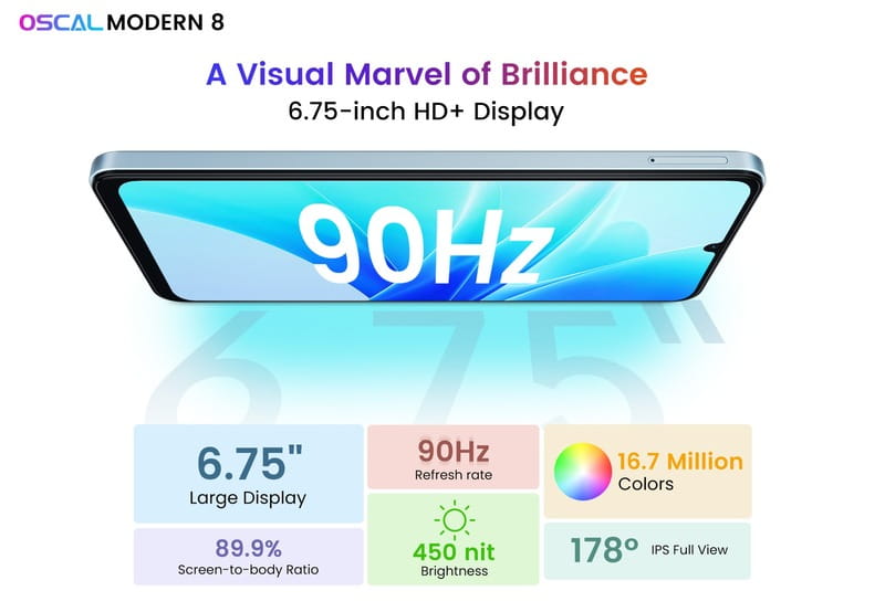 Смартфон Oscal Modern 8 8/256GB Ripple Blue