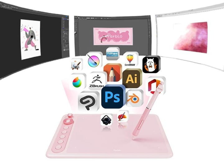 Графический планшет Parblo Intangbo X7 Pink