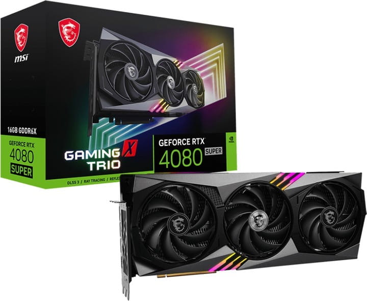 Видеокарта GF RTX 4080 Super 16GB GDDR6X Gaming X Trio MSI (GeForce RTX 4080 SUPER 16G GAMING X TRIO)