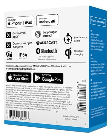 Bluetooth-гарнiтура Sennheiser Momentum True Wireless 4 Black (700365)