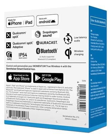 Bluetooth-гарнiтура Sennheiser Momentum True Wireless 4 Black (700365)