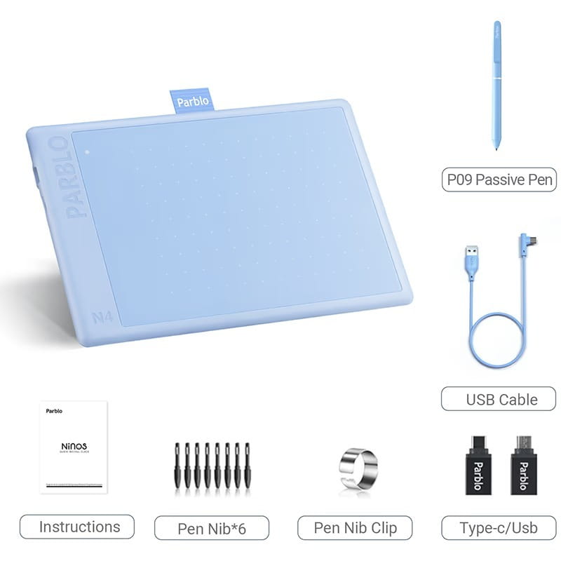 Графический планшет Parblo Ninos N4 Blue