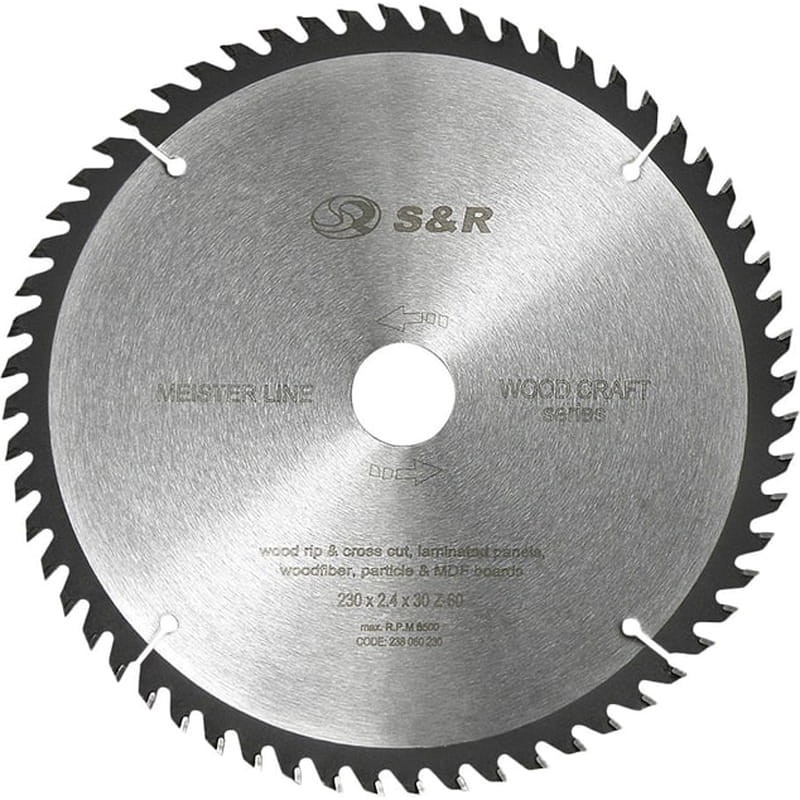 Диск пильний по деревині S&R WoodCraft 230x30x2.4 Z60 (238060230)
