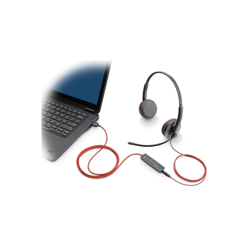 Гарнитура Poly BlackWire C3225  USB-C HS Stereo +3.5mm Plug +USB-C/A Adapter Bulk Black (8X229A6)