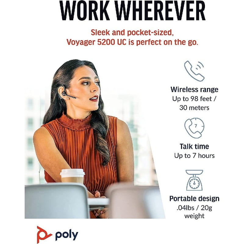 Гарнітура Poly Voyager 5200 M USB-A HS Black (8H5Q3AA)
