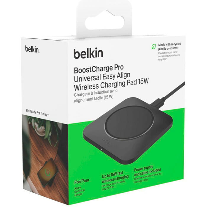 Безпровідний зарядний пристрій Belkin Boost Up Charge Pro Easy Align 15W Black (WIA007VFBK)