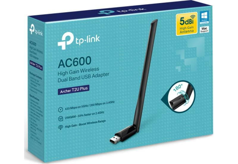 Беспроводной адаптер TP-Link Archer T2U Plus (AC600, 1 антенна)