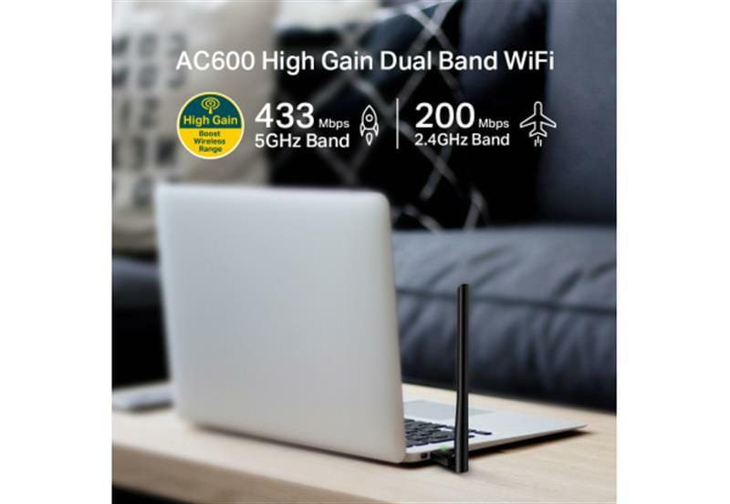 Беспроводной адаптер TP-Link Archer T2U Plus (AC600, 1 антенна)
