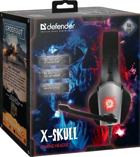 Гарнитура Defender X-Skull Black/Gray (64585)